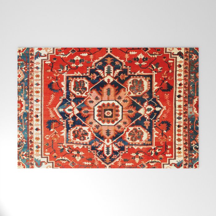 Heriz Serapi Azerbaijan Antique Persian Rug Print Welcome Mat Gallery Image 1