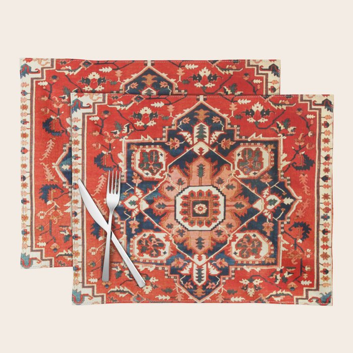 Heriz Serapi Azerbaijan Antique Persian Rug Print Placemat Gallery Image 1