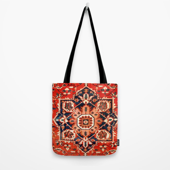 Heriz Serapi Azerbaijan Antique Persian Rug Print Tote Bag Gallery Image 2