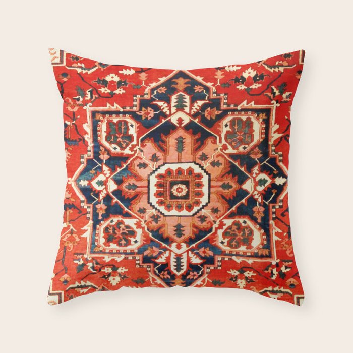 Heriz Serapi Azerbaijan Antique Persian Rug Print Throw Pillow Gallery Image 1