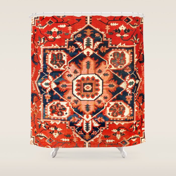 Heriz Serapi Azerbaijan Antique Persian Rug Print Shower Curtain Gallery Image 1