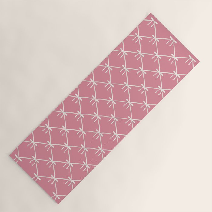 Bows & Ribbons Pattern LI 90s Bubblegum Pink Yoga Mat Gallery Image 1