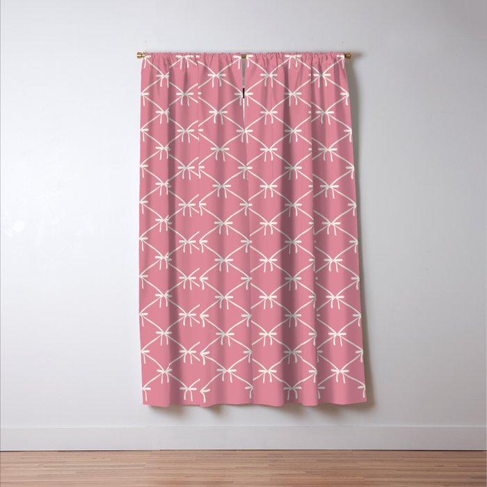 Bows & Ribbons Pattern LI 90s Bubblegum Pink Window Curtain Gallery Image 3