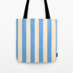 Retro Coastal Blue and White Stripes Tote Bag Gallery Image 1