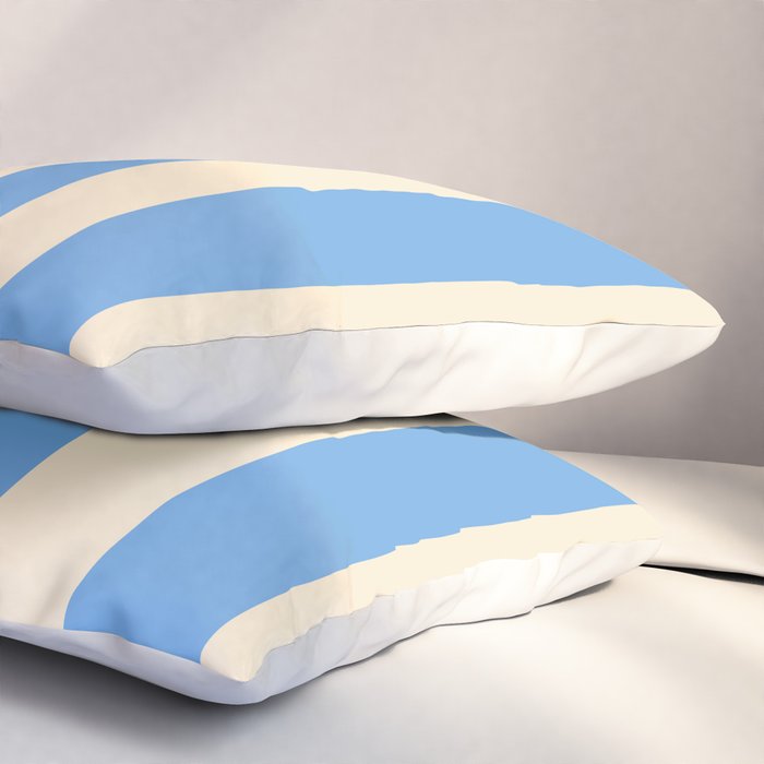 Retro Coastal Blue and White Stripes Pillow Sham Gallery Image 3