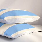 Retro Coastal Blue and White Stripes Pillow Sham Gallery Image 3