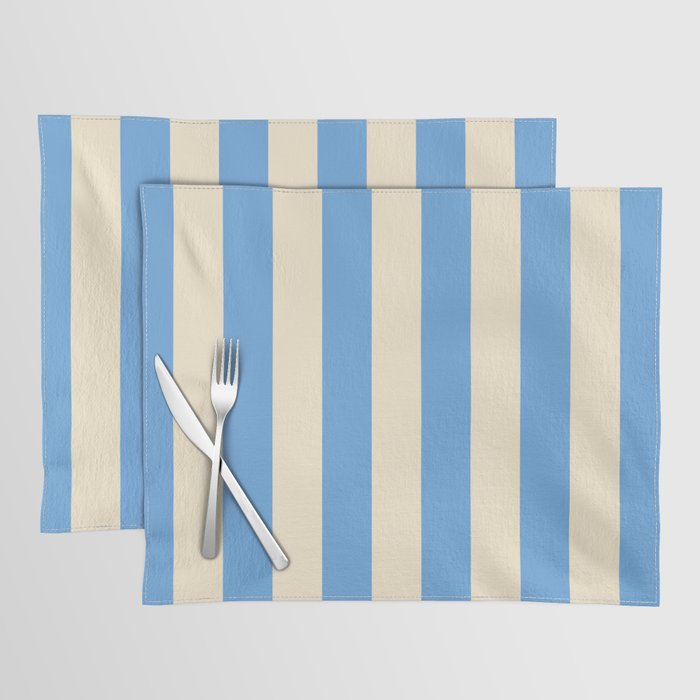 Retro Coastal Blue and White Stripes Placemat Gallery Image 1