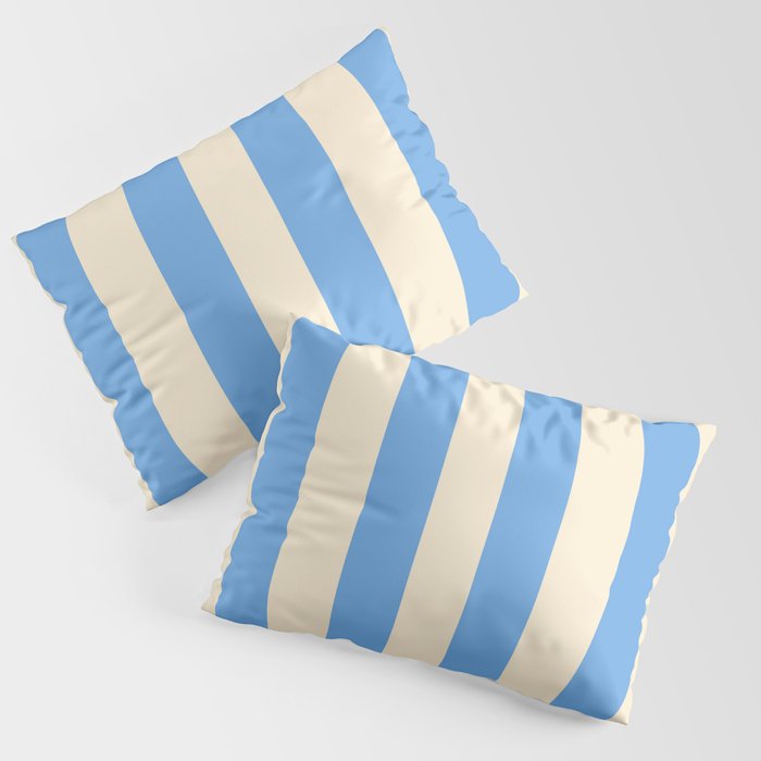 Retro Coastal Blue and White Stripes Pillow Sham Gallery Image 3