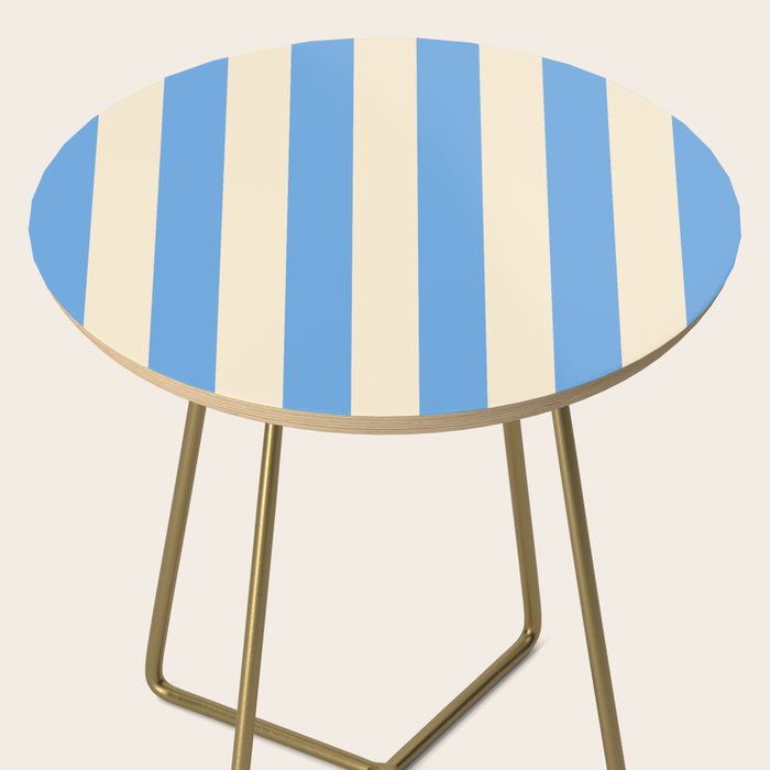 Retro Coastal Blue and White Stripes Side Table Gallery Image 2
