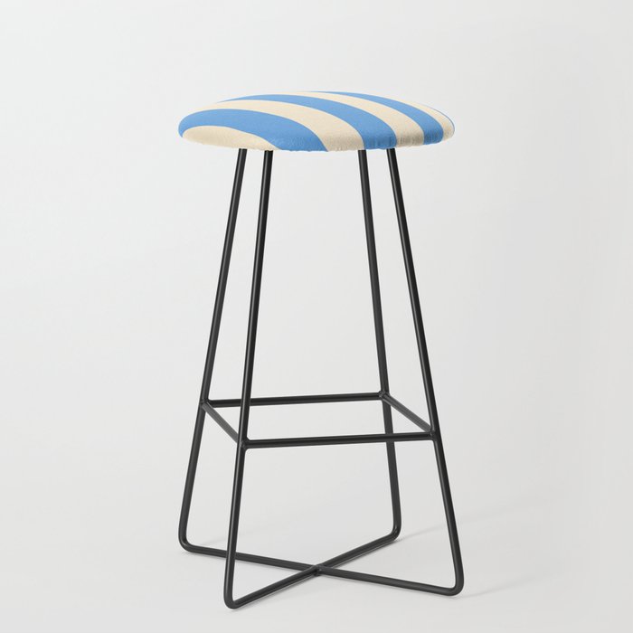 Retro Coastal Blue and White Stripes Stool Gallery Image 1