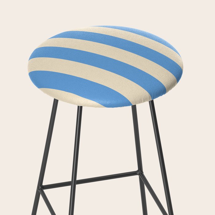 Retro Coastal Blue and White Stripes Stool Gallery Image 2