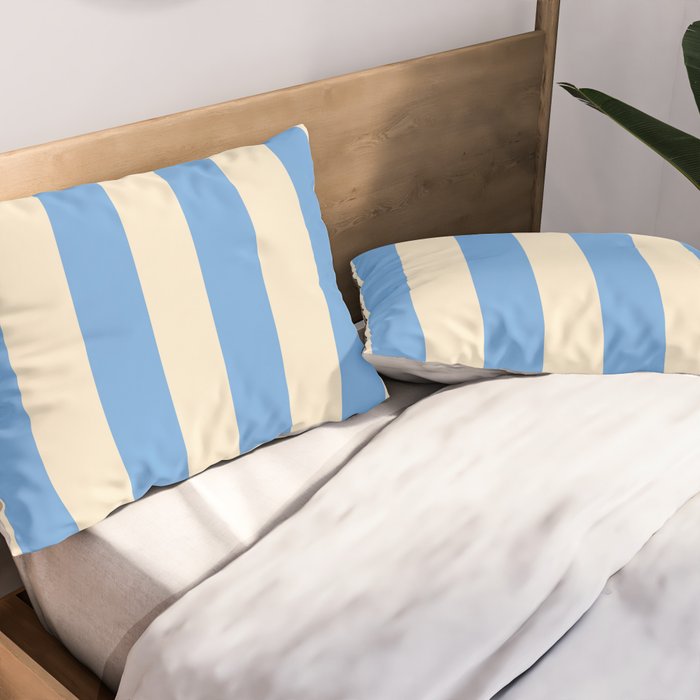 Retro Coastal Blue and White Stripes Pillow Sham Gallery Image 2