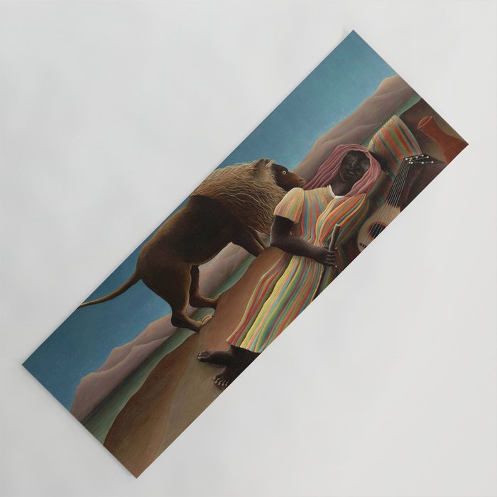 'The Sleeping Gypsy' Lion and Moon While Sleeping in the Desert by Henri Rousseau Yoga Mat Gallery Image 1