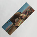 'The Sleeping Gypsy' Lion and Moon While Sleeping in the Desert by Henri Rousseau Yoga Mat Gallery Image 1