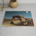 'The Sleeping Gypsy' Lion and Moon While Sleeping in the Desert by Henri Rousseau Rug Gallery Image 1