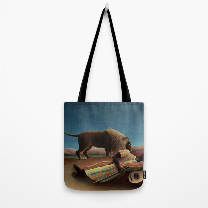 'The Sleeping Gypsy' Lion and Moon While Sleeping in the Desert by Henri Rousseau Tote Bag Gallery Image 2