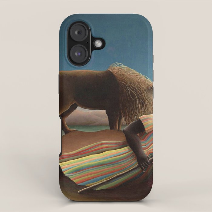 'The Sleeping Gypsy' Lion and Moon While Sleeping in the Desert by Henri Rousseau iPhone Case Gallery Image 1