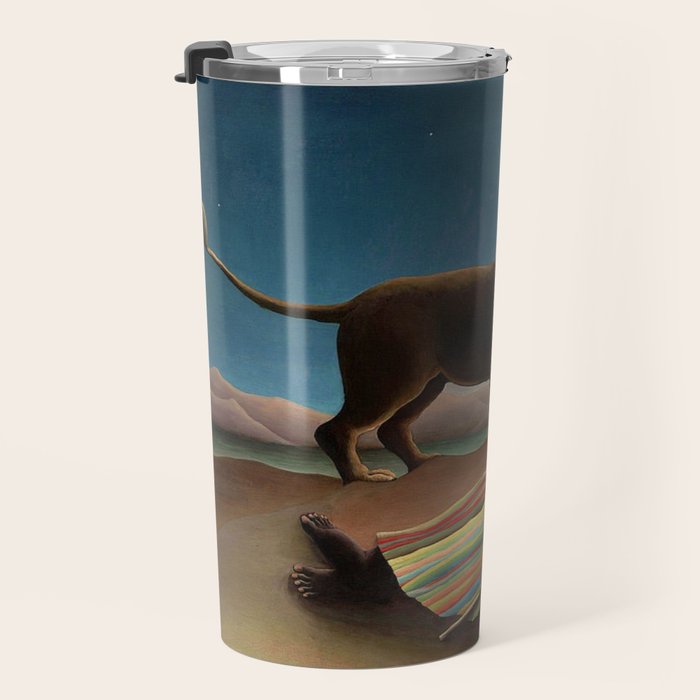 'The Sleeping Gypsy' Lion and Moon While Sleeping in the Desert by Henri Rousseau Travel Mug Gallery Image 3