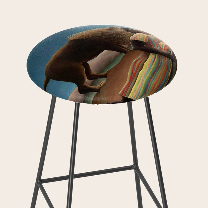 'The Sleeping Gypsy' Lion and Moon While Sleeping in the Desert by Henri Rousseau Stool Gallery Image 2