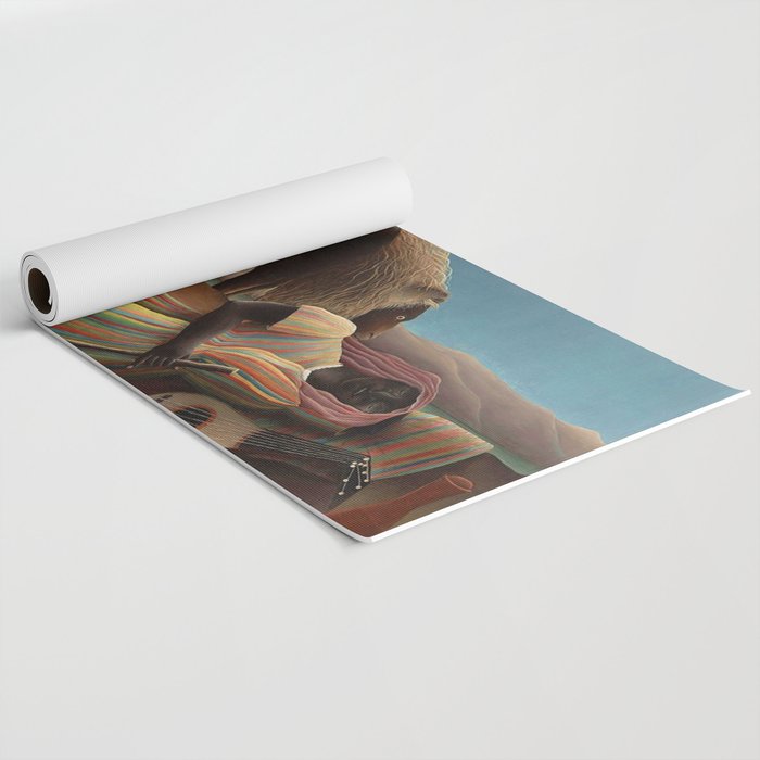 'The Sleeping Gypsy' Lion and Moon While Sleeping in the Desert by Henri Rousseau Yoga Mat Gallery Image 2