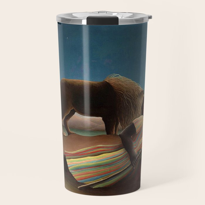'The Sleeping Gypsy' Lion and Moon While Sleeping in the Desert by Henri Rousseau Travel Mug Gallery Image 1