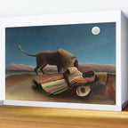 'The Sleeping Gypsy' Lion and Moon While Sleeping in the Desert by Henri Rousseau Wall Mural Gallery Image 2