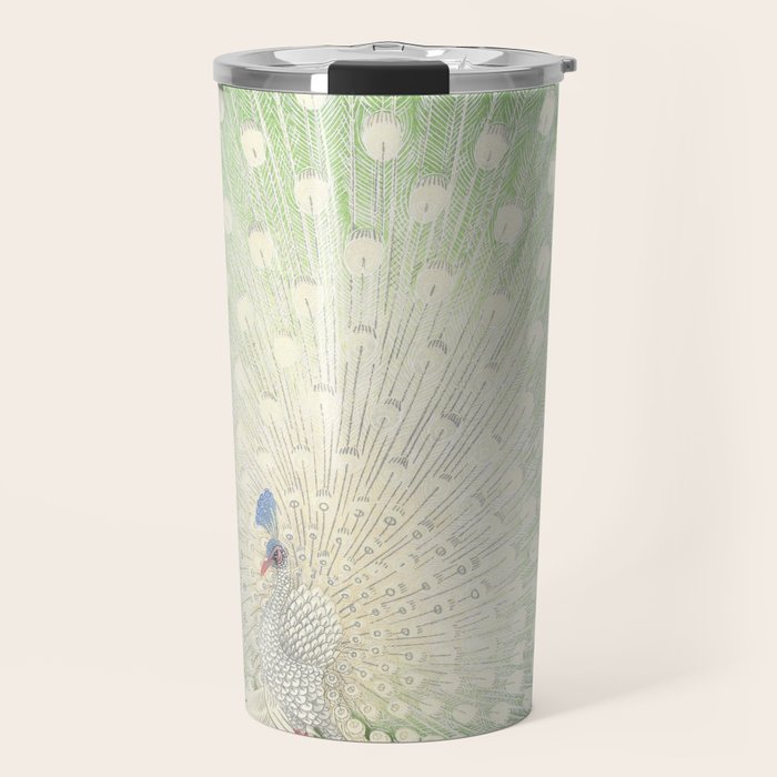 Peacock, Ohara Koson - Japanese Woodcut Travel Mug Gallery Image 1