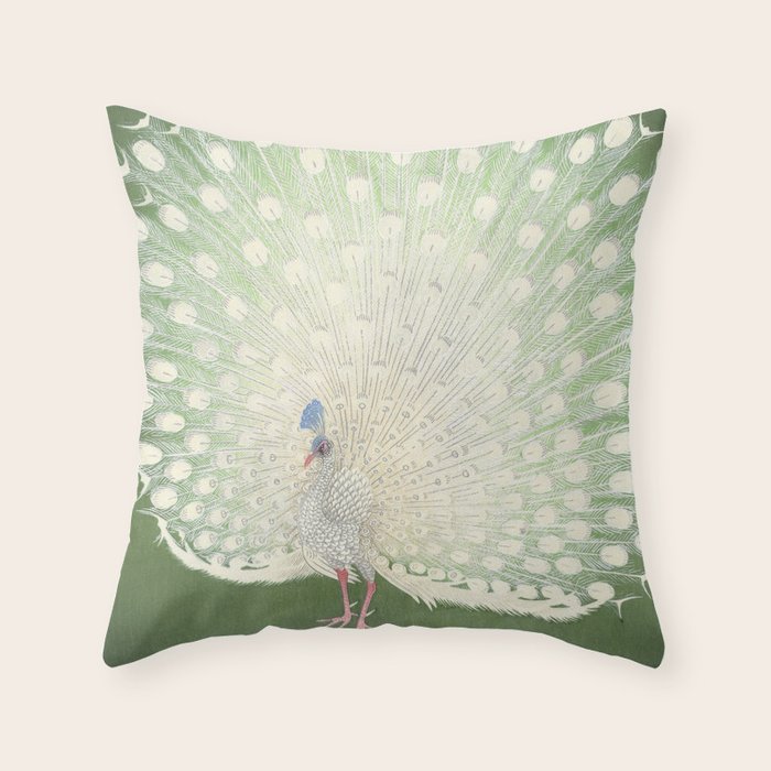 Peacock, Ohara Koson - Japanese Woodcut Throw Pillow Gallery Image 6