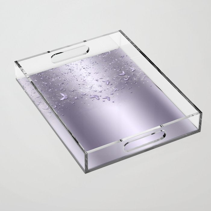 Purple Sparkle Butterflies Acrylic Tray Gallery Image 1