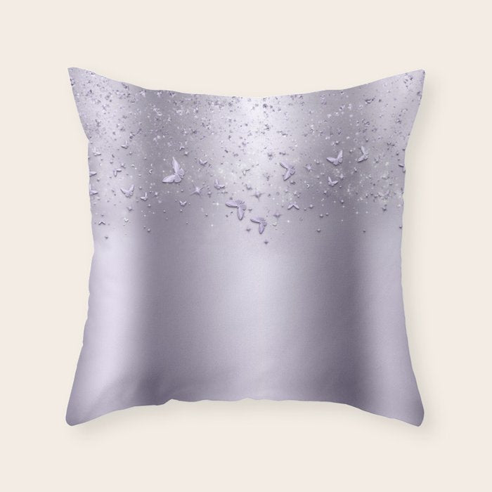 Purple Sparkle Butterflies Throw Pillow Gallery Image 6