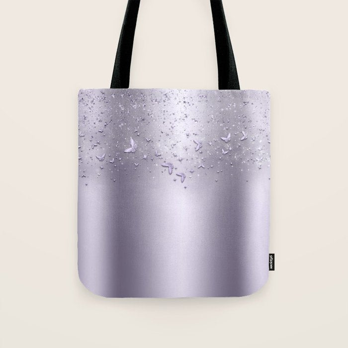 Purple Sparkle Butterflies Tote Bag Gallery Image 1