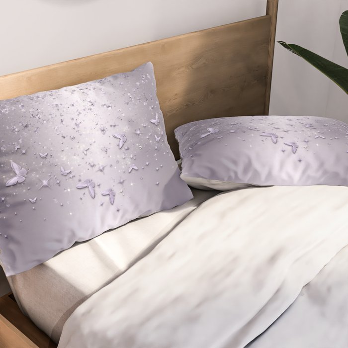 Purple Sparkle Butterflies Pillow Sham Gallery Image 2