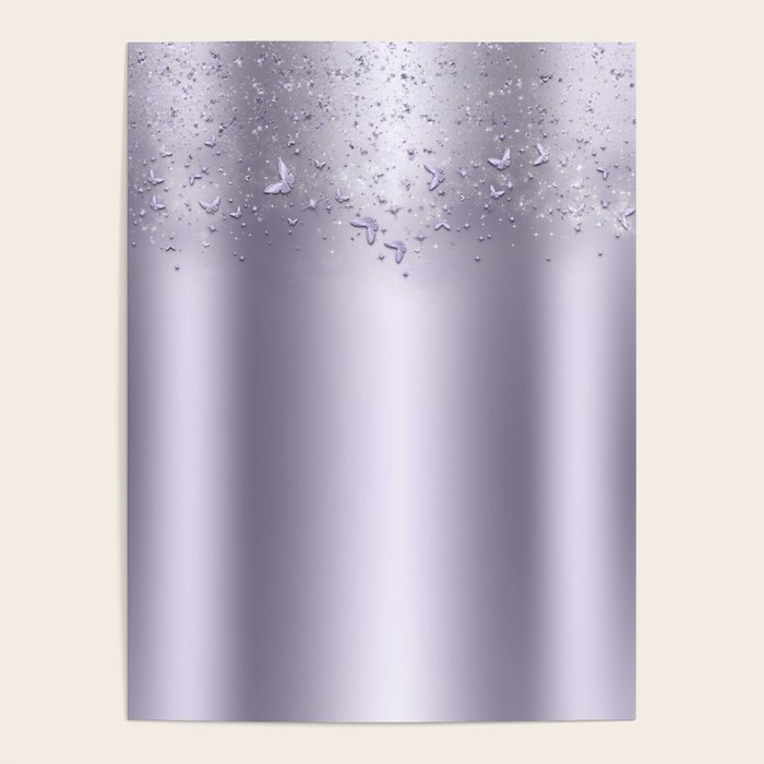 Purple Sparkle Butterflies Poster Gallery Image 4