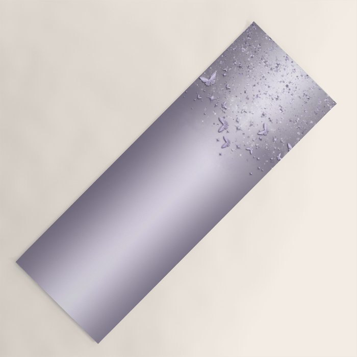 Purple Sparkle Butterflies Yoga Mat Gallery Image 1