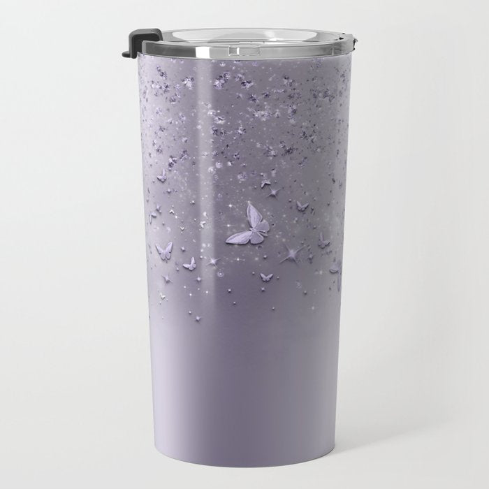 Purple Sparkle Butterflies Travel Mug Gallery Image 3