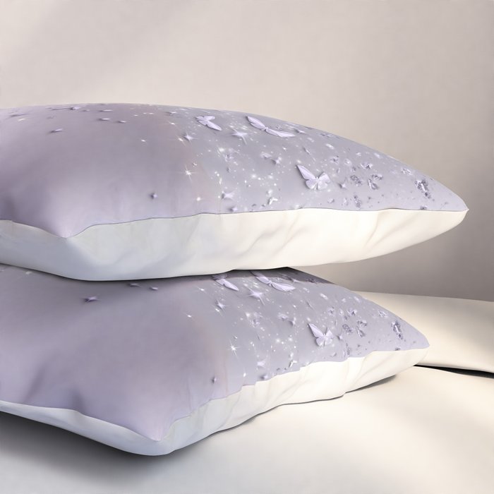 Purple Sparkle Butterflies Pillow Sham Gallery Image 3