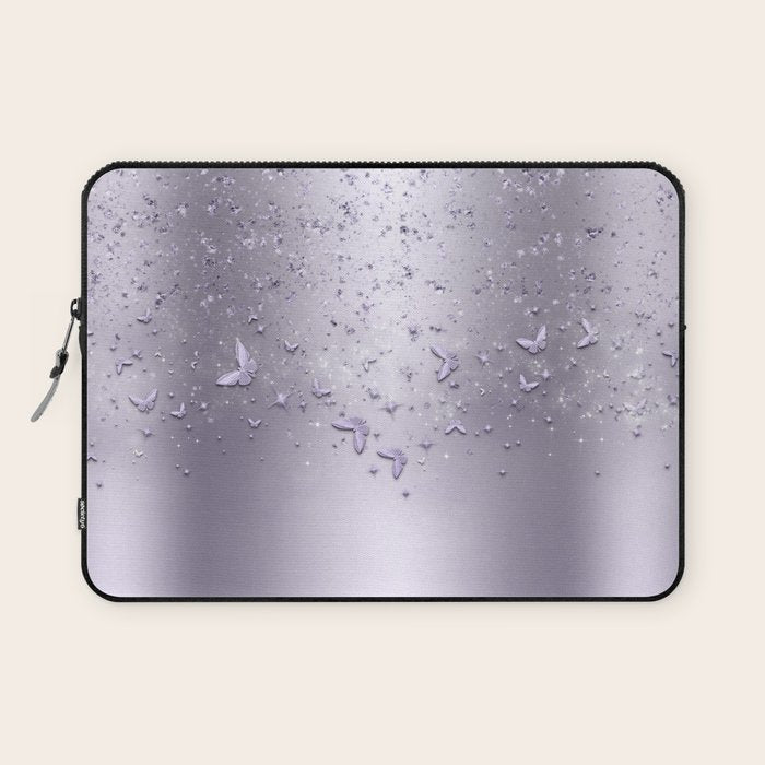Purple Sparkle Butterflies Laptop Sleeve Gallery Image 1