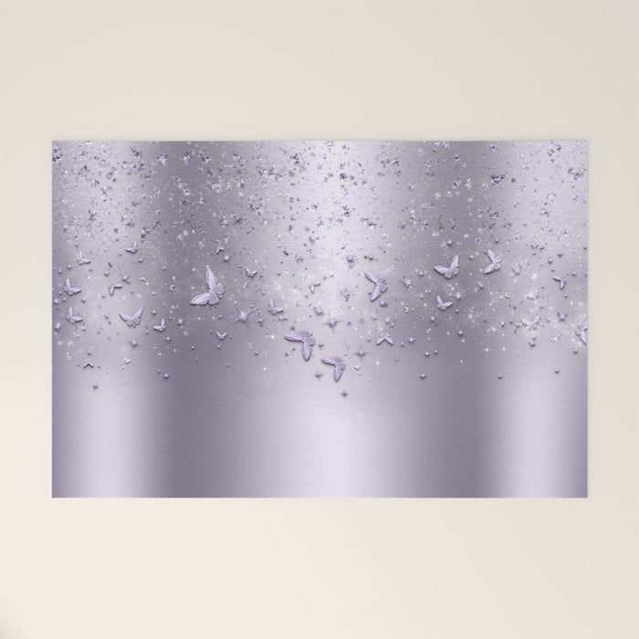 Purple Sparkle Butterflies Welcome Mat Gallery Image 1
