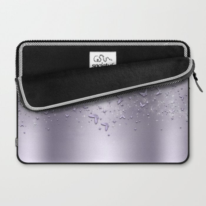 Purple Sparkle Butterflies Laptop Sleeve Gallery Image 2