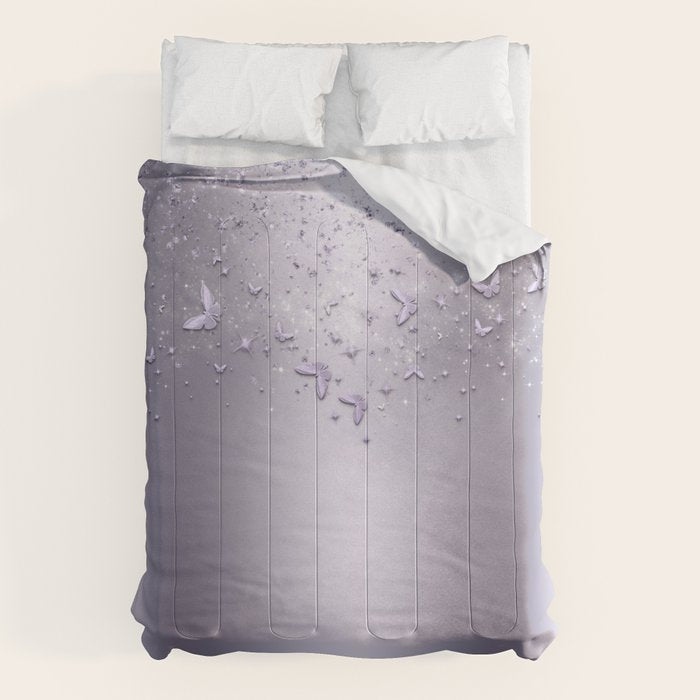 Purple Sparkle Butterflies Comforter Gallery Image 1