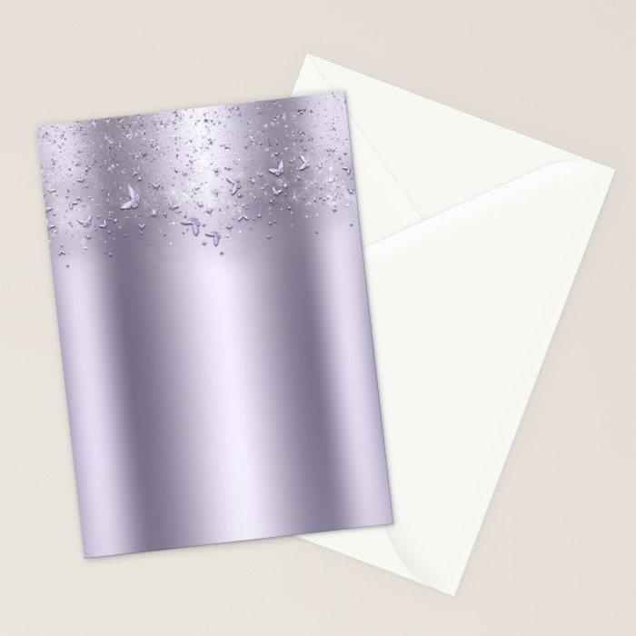 Purple Sparkle Butterflies Stationery Card Gallery Image 2