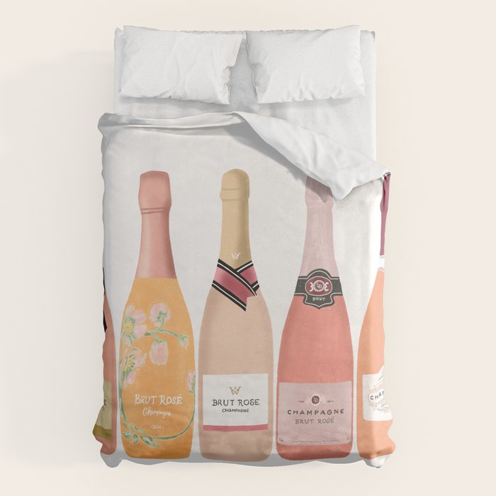 Rose Champagne Bottles Duvet Cover Gallery Image 1
