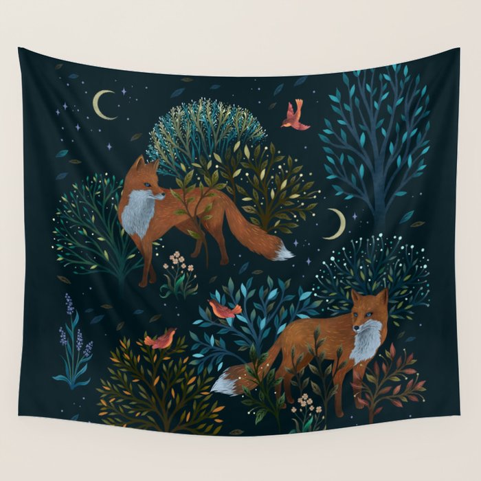 Forest Foxes Wall Tapestry Gallery Image 4