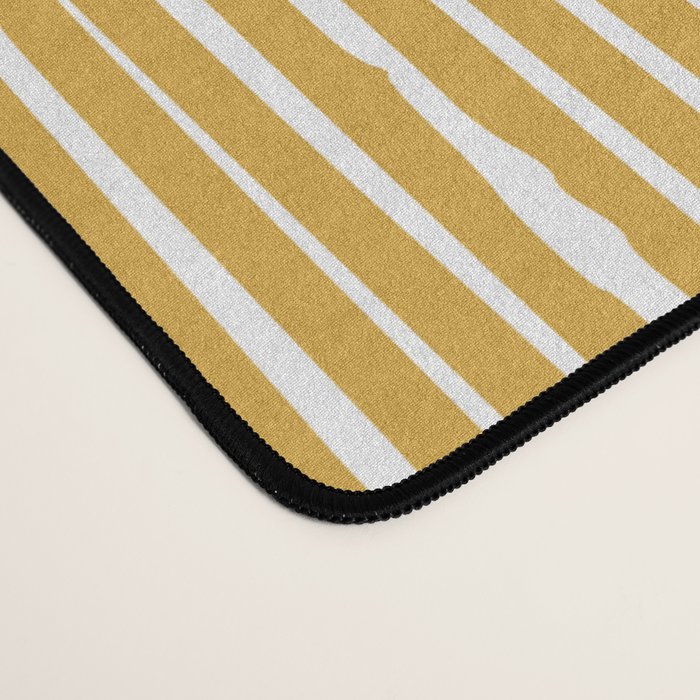Rustic Abstract Stripes, Yellow and White Desk Mat Gallery Image 4