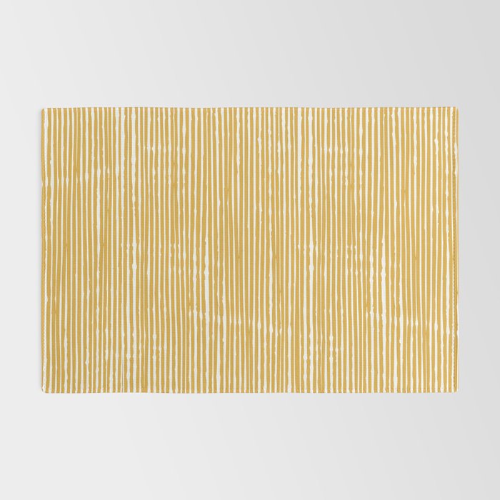 Rustic Abstract Stripes, Yellow and White Rug Gallery Image 2