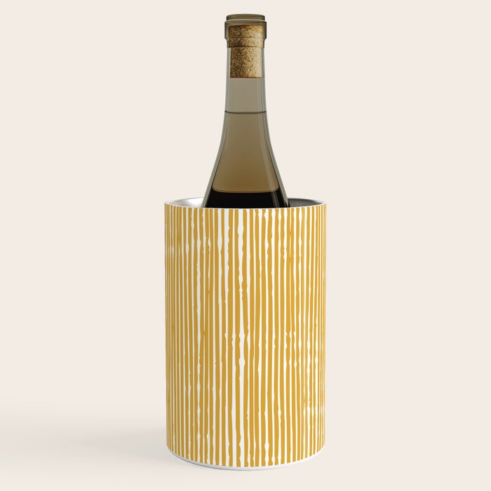 Rustic Abstract Stripes, Yellow and White Wine Chiller Gallery Image 2