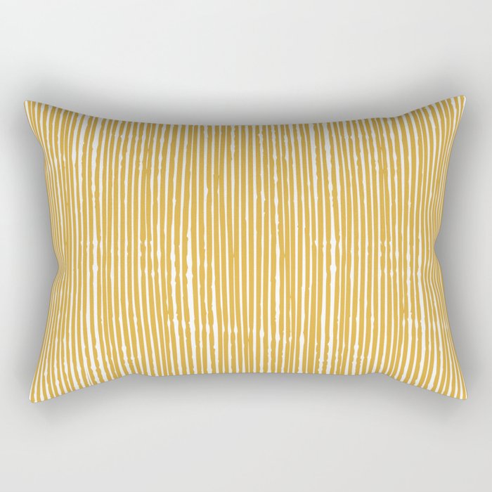 Rustic Abstract Stripes, Yellow and White Rectangular Pillow Gallery Image 2
