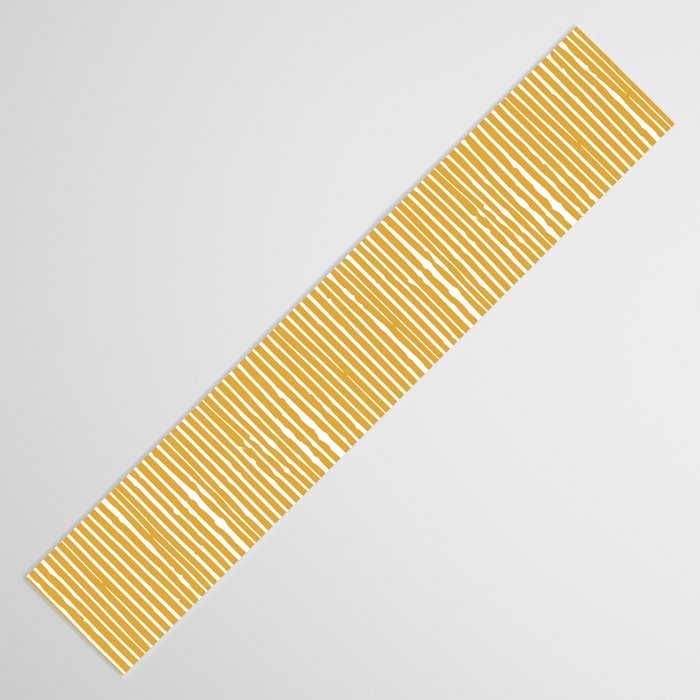 Rustic Abstract Stripes, Yellow and White Table Runner Gallery Image 3