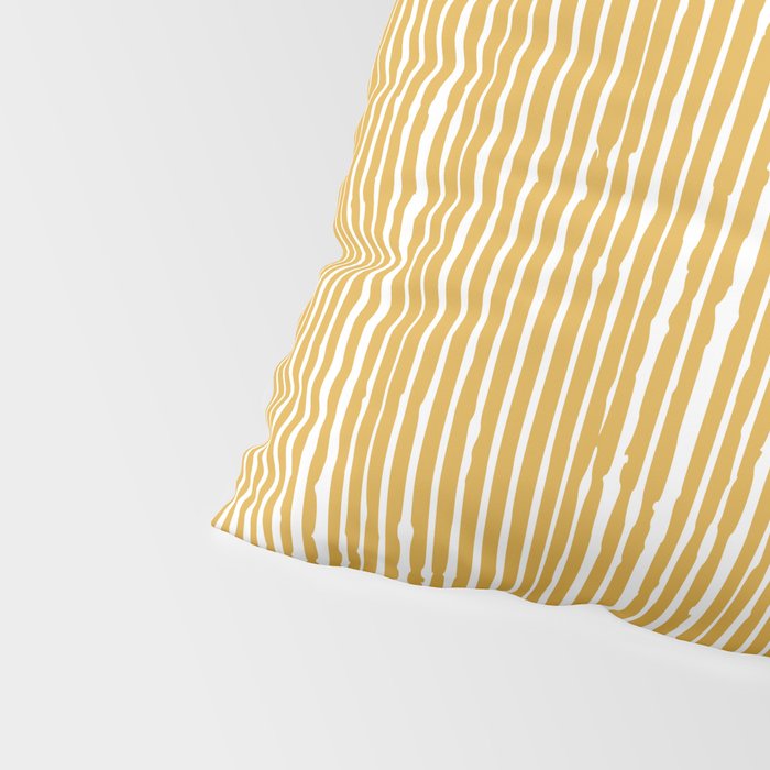 Rustic Abstract Stripes, Yellow and White Pillow Sham Gallery Image 4