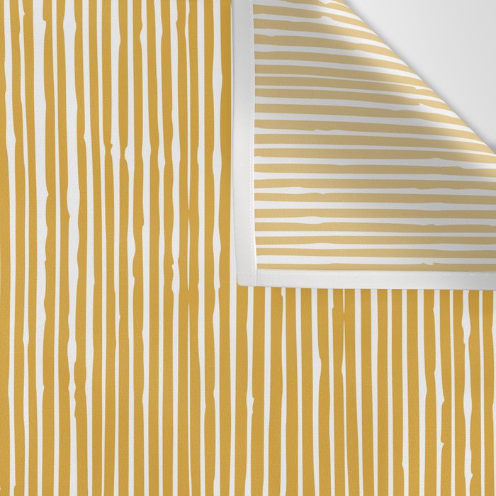 Rustic Abstract Stripes, Yellow and White Wall Tapestry Gallery Image 3